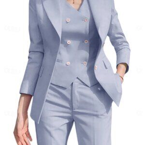 Women's 3 Pieces Suit Formal Wedding Guest Ankle Length Peak Lapel Single Breast